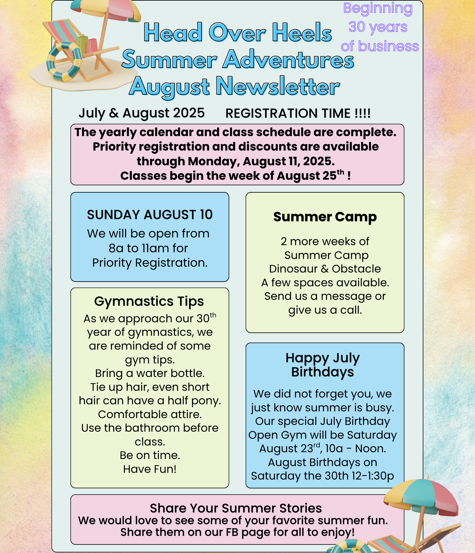 July and August Newsletter