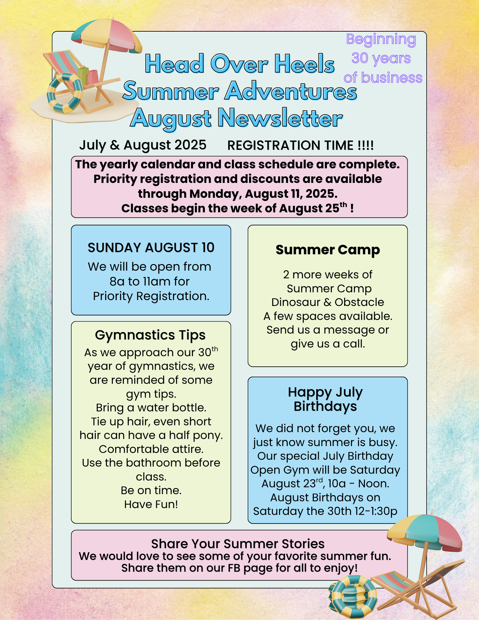 July and August Newsletter